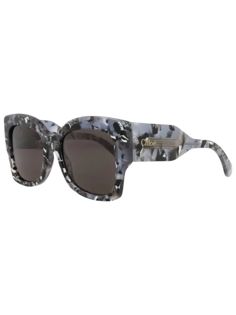 New Chloé Women's Sunglasses Square Rectangle Recycled Acetate Frame Grey Grey